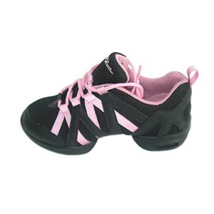 skazz by sansha womens dance studio exercise sneakers mesh pu split-sole paddy, black/pink,7