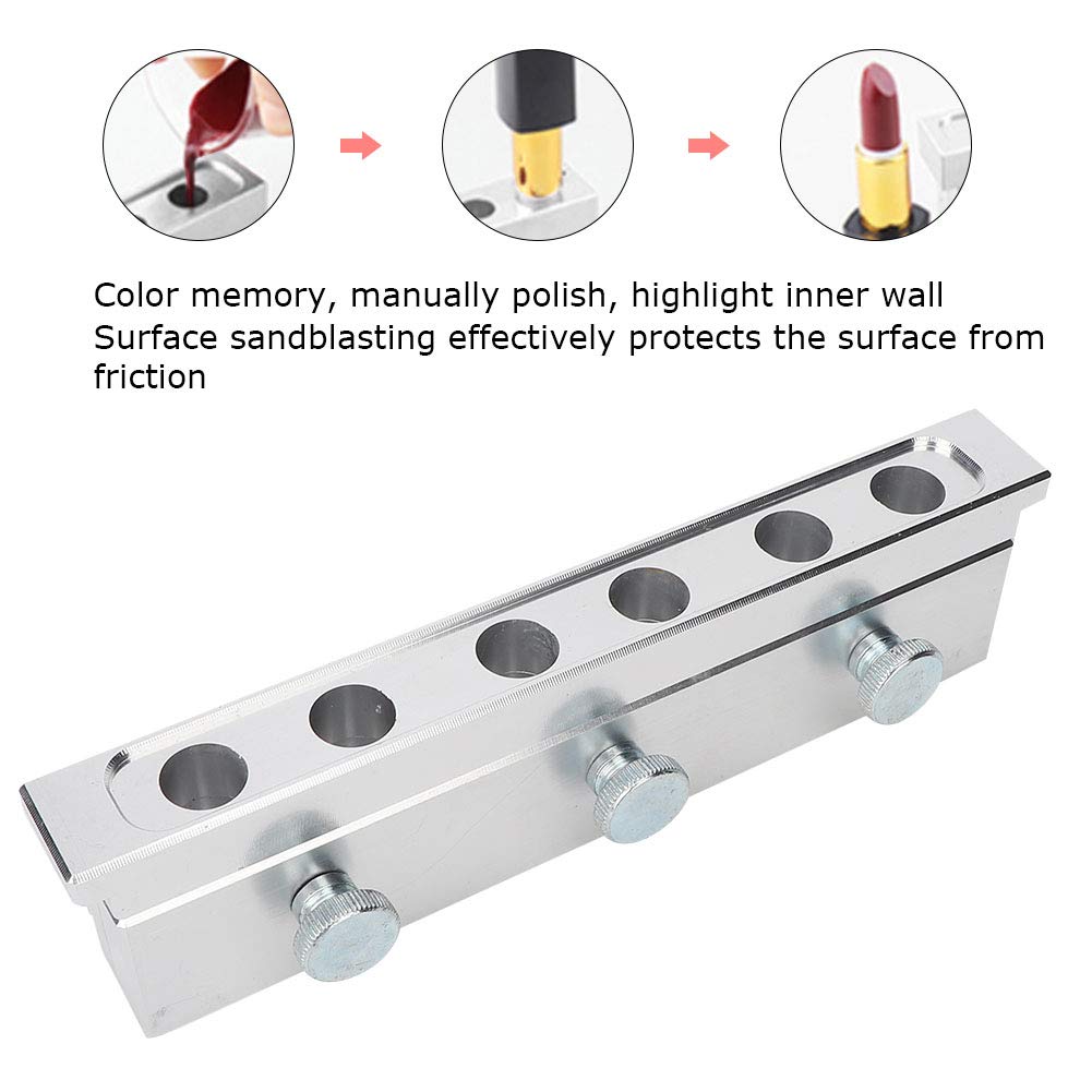 DIY Lipstick Mould, 12.1mm 6 Holes Dual Use Aluminium Alloy DIY Lipstick Mold Cosmetic Lip Maker Cosmetic Accessories Making Tool for Lipstick (Silver)