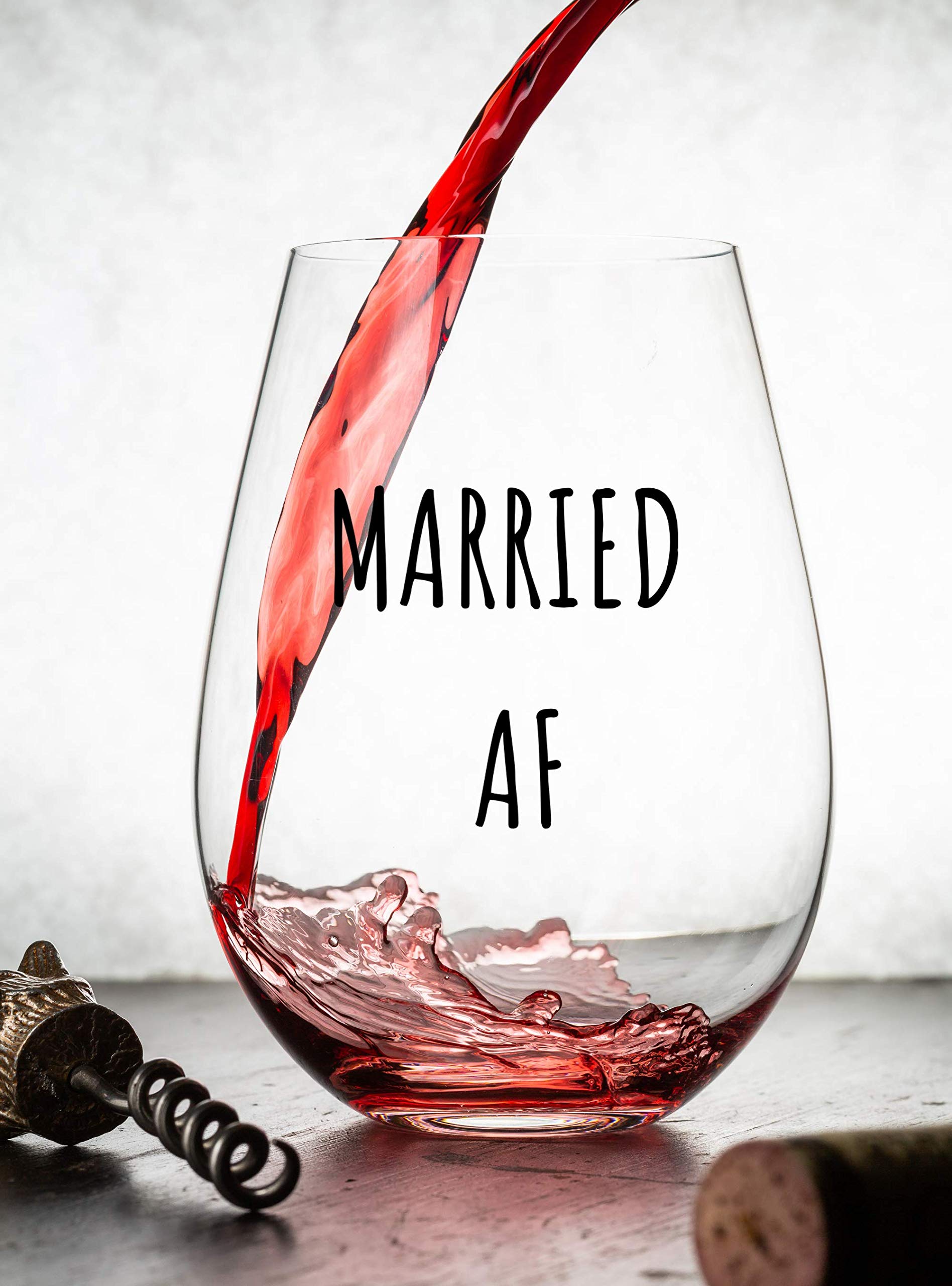 Married AF Wine Glass And Beer Glass Gift Set - Funny Mr And Mrs Wedding Or Engagement Gifts - Great For Couples, Newlyweds, And Anniversaries