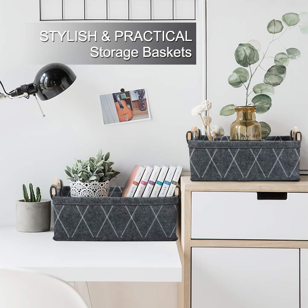 Dog Toy Basket Decorative Collapsible Storage Bins Small Cubes for Closet Shelves Organizers for Towels Books Magazines Album Grey Baskets