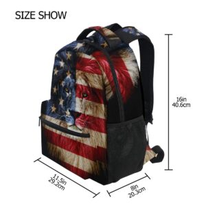 ALAZA Portrait Of Lion Usa Flag Stylish Large Backpack Personalized Laptop iPad Tablet Travel School Bag with Multiple Pockets