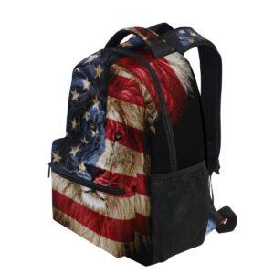 ALAZA Portrait Of Lion Usa Flag Stylish Large Backpack Personalized Laptop iPad Tablet Travel School Bag with Multiple Pockets