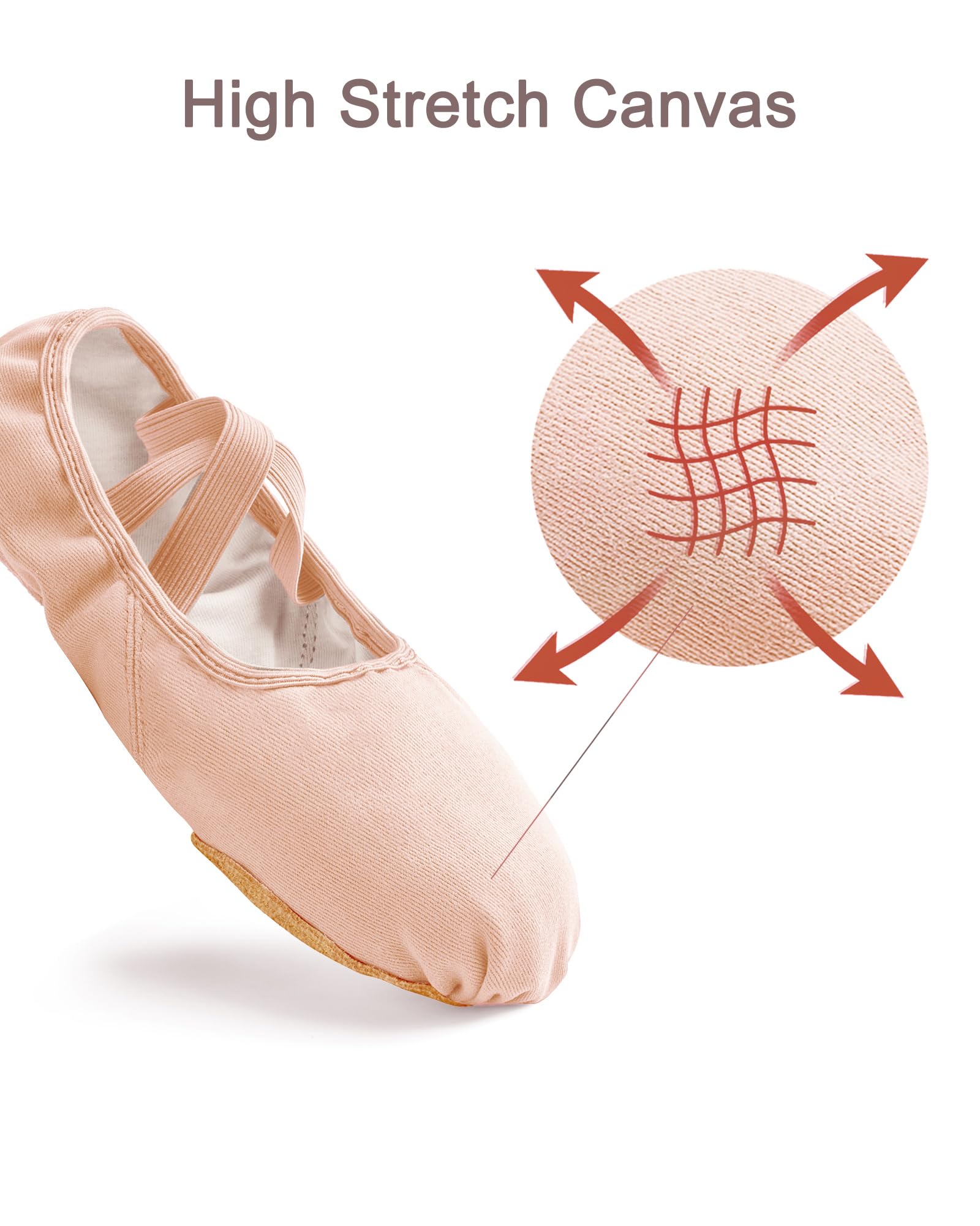 Stelle Ballet Shoes for Women Pink Adult Ballet Slippers Highly Stretch Canvas Dance Yoga Shoes Zapatillas de Ballet(Ballet Pink,8MW)