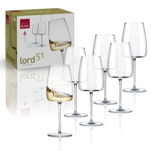 rona lord 51 wine glass | 17 oz. | set of 6 | lord collection | party set & white wine glasses | crystalline glass | ideal for home, restaurant, party, wedding, wine | made in europe |