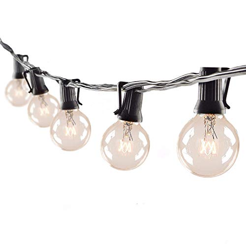 GUDDL Outdoor String Lights 75ft Patio Lights with 80 G40 Bulbs (5 Spare), Connectable Globe String Lights for Party Tents Patio Gazebo Porch Deck Bistro Backyard Balcony Pergola Decor, Black Wire…