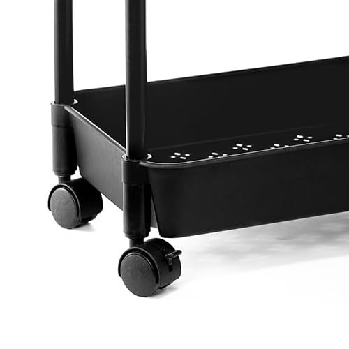 TXT&BAZ Tier Cart 3 Tiers Utility Rolling Cart with Lockable Wheels,Black