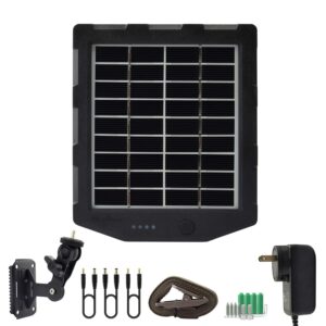 Trail Camera Solar Panel, WingHome Solar Battery Charger Kit 12V/1A 6V/1.5A with Build-in 2000mAH Rechargeable Lithium Battery IP66 Waterproof Hunting Accessory