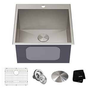 kraus standart pro 22-inch drop-in top mount 16 gauge stainless steel single bowl laundry utility sink, kht301-22l