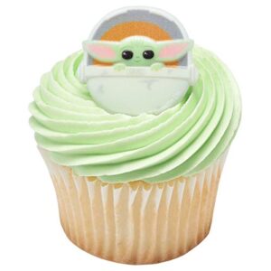 24 star wars the mandalorian the child baby yoda cupcake rings toppers