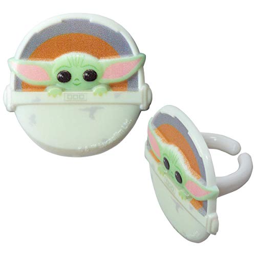 24 Star Wars The Mandalorian The Child Baby Yoda Cupcake Rings Toppers