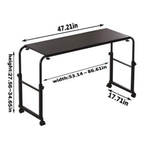 NOVII Overbed Table Standing Workstation with Wheels overbed Desk Height and Width Adjustable Writing Desk for Home Office (Black)