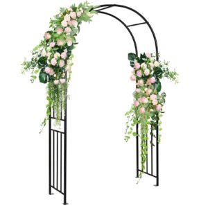 giantex garden arbor, 7.2ft wedding arch garden trellis with 8 stakes, metal garden arch for climbing plants vines rose, outdoor archway for wedding bridal party lawn decoration, easy assembly