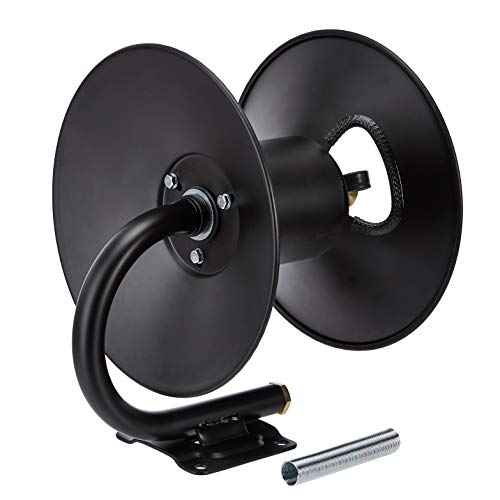 Amazon Basics Manual Hose Reel - Fits 3/8-Inch by 50-Feet Air Hoses (Not Included), Black