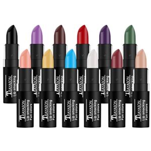 12 colors vivid vampire matte lipstick set long lasting waterproof velvet lip stick for party, masquerade, cosplay, halloween makeup