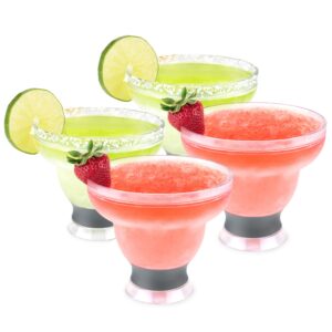 host freeze margarita cocktail glasses, frozen cup double wall plastic margarita glasses drinking set modern drinking glasses grey set of 4