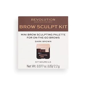 makeup revolution eyebrow kit, brow palette for sculpting the perfect brows, vegan & cruelty-free, dark, 0.077oz/2.2g