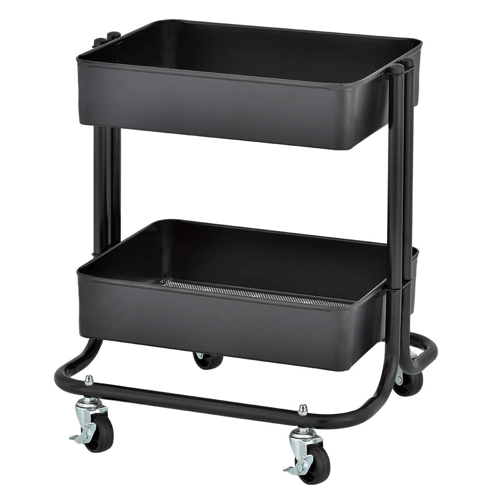 ECR4Kids 2-Tier Rolling Utility Cart, Multipurpose Storage, Black