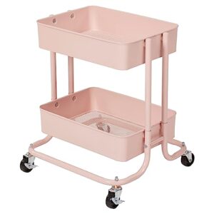 ecr4kids 2-tier rolling utility cart, multipurpose storage, pink