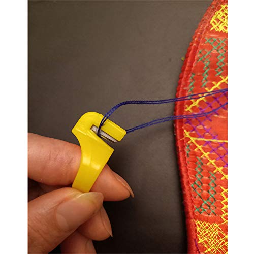 LARATH 15 Pieces Finger Knife Ring Plastic Quilting Thread Cutter Thimble Sewing Accessories Handcraft DIY Tool with Blade for Cutting Yarn, Fishing Line, Weaving, Mixed Color