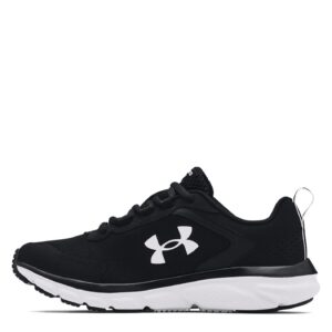 under armour womens running shoe, black/white, 8 us