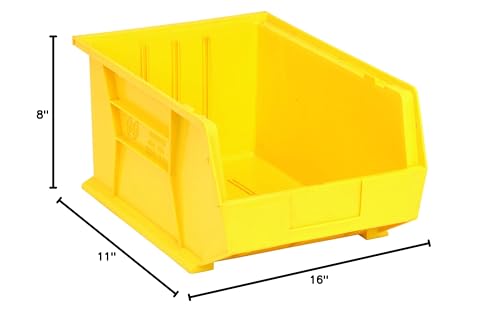 QUANTUM STORAGE SYSTEMS K-QUS255YL-1 Ultra-Stack and Hang Bins, 16" x 11" x 8", Yellow