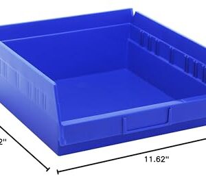 Quantum Storage K-QSB109BL-10 10-Pack Plastic Shelf Bin Storage Containers, 11-5/8" x 11-1/8" x 4", Blue