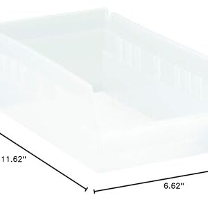 QUANTUM STORAGE SYSTEMS K-QSB102CL-10 10-Pack Plastic Shelf Bin Storage Containers, 11-5/8" x 6-5/8" x 4", Clear