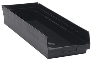 quantum storage systems k-qsb114bk-4 4-pack plastic shelf bin storage containers, 23-5/8" x 8-3/8" x 4", black