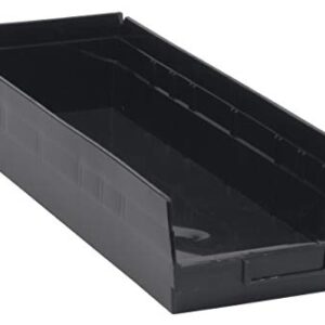 QUANTUM STORAGE SYSTEMS K-QSB114BK-4 4-Pack Plastic Shelf Bin Storage Containers, 23-5/8" x 8-3/8" x 4", Black