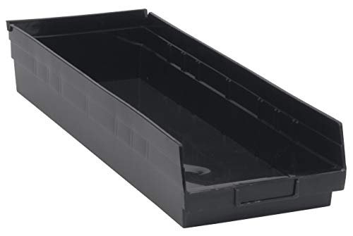 QUANTUM STORAGE SYSTEMS K-QSB114BK-4 4-Pack Plastic Shelf Bin Storage Containers, 23-5/8" x 8-3/8" x 4", Black