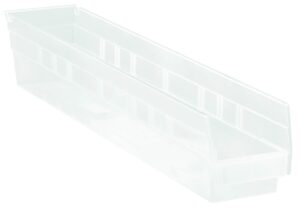 quantum storage systems k-qsb105cl-10 10-pack plastic shelf bin storage containers, 23-5/8 inch x 4-1/8 inch x 4 inch, clear