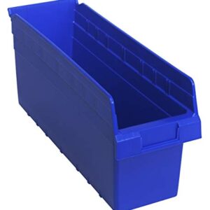 QUANTUM STORAGE SYSTEMS K-QSB804BL-15 15-Pack Store-Max Plastic 8 inch Shelf Bins, 17-7/8 inch x 6-5/8 inch x 8 inch, Blue