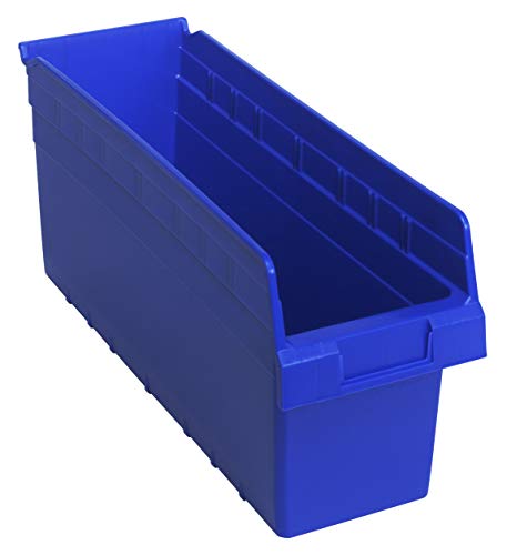 QUANTUM STORAGE SYSTEMS K-QSB804BL-15 15-Pack Store-Max Plastic 8 inch Shelf Bins, 17-7/8 inch x 6-5/8 inch x 8 inch, Blue