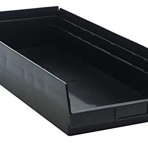 QUANTUM STORAGE SYSTEMS K-QSB116BK-3 3-Pack Plastic Shelf Bin Storage Containers, 23-5/8" x 11-1/8" x 4", Black