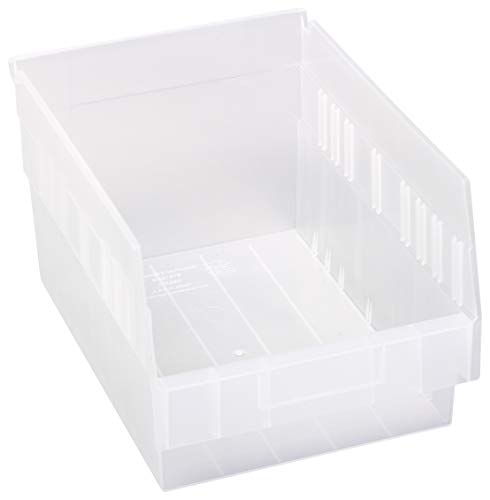 QUANTUM STORAGE SYSTEMS K-QSB207CL-8 8-Pack Store-More 6" Plastic Shelf Bins, 11-5/8" x 8-3/8" x 6", Clear