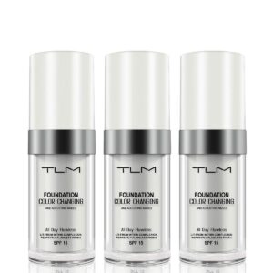 3pcs tlm concealer cover cream, flawless colour changing warm skin tone foundation makeup, base nude face liquid cover concealer
