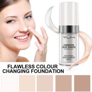 3PCS TLM Concealer Cover Cream, Flawless Colour Changing Warm Skin Tone Foundation Makeup, Base Nude Face Liquid Cover Concealer