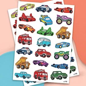 xo, Fetti Cars and Trucks Temporary Tattoos for Kids - 42 Foil style | Birthday Party Supplies, Race Car Party Favors + Construction Decor