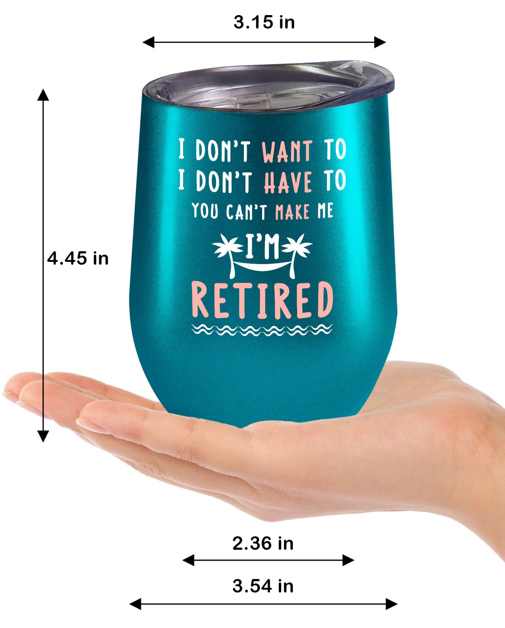 Fancyfams Retirement Gifts for Women 12 oz Stainless Steel Vacuum Insulated Wine Tumbler with Lid and Straw - Retirement Gifts - Happy Retirement - Gift Ideas - Adventure Begins (Turquoise)