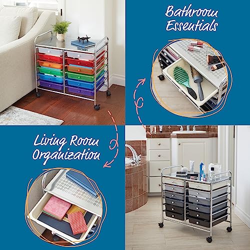 ECR4Kids 12-Drawer Mobile Organizer, Storage Cart, Assorted