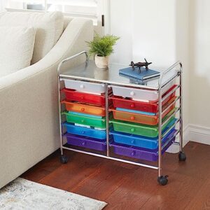 ECR4Kids 12-Drawer Mobile Organizer, Storage Cart, Assorted