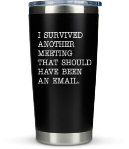 klubi coworker gifts coffee mug - survived another meeting/email - large 20oz coffee tumbler -funny gift idea for boss, coworker, assistant principal,