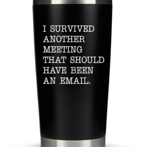 KLUBI Coworker Gifts Coffee Mug - Survived Another Meeting/Email - Large 20oz Coffee Tumbler -Funny Gift Idea for Boss, Coworker, Assistant Principal,