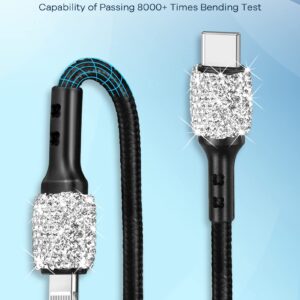 Bling iPhone Fast Car Charger, 20W USB C Car Charger [Apple MFi Certified] PD + QC Dual Port Fast Charging Adapter with 3.2FT Type-C to Lightning Cable for iPhone 14 13 12 Pro Max