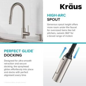 Kraus KPF-3104SFS Oletto Contemporary Pull-Down Single Handle Kitchen Faucet, 16.25 inch, Spot Free Stainless Steel