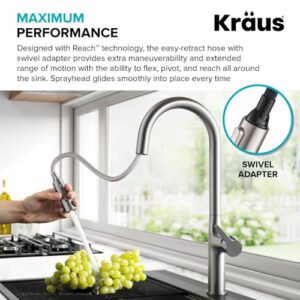 Kraus KPF-3101MB Oletto Modern Pull-Down Single Handle Kitchen Faucet, 19.5 inch, Matte Black