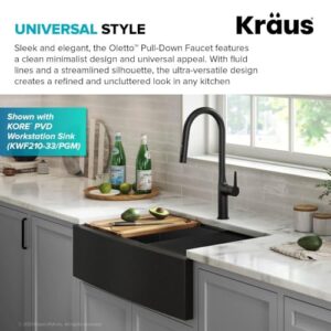 Kraus KPF-3101MB Oletto Modern Pull-Down Single Handle Kitchen Faucet, 19.5 inch, Matte Black