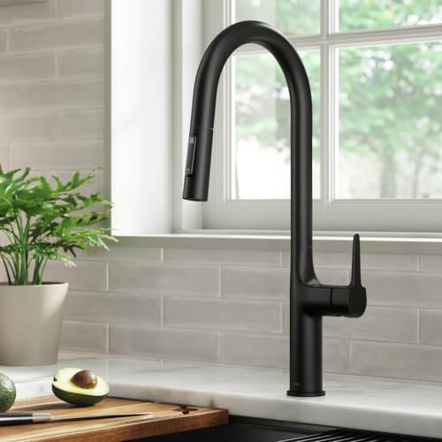 Kraus KPF-3101MB Oletto Modern Pull-Down Single Handle Kitchen Faucet, 19.5 inch, Matte Black