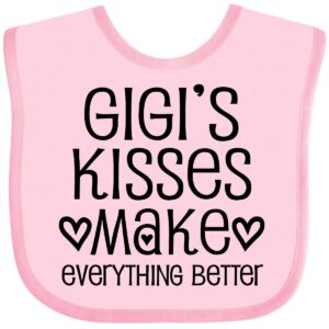 inktastic gigi kisses make everything better baby bib pink 38e46