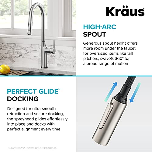 KRAUS Oletto Tall Modern Single-Handle Touch Kitchen Sink Faucet with Pull Down Sprayer in Spot Free Stainless Steel, KTF-3101SFS